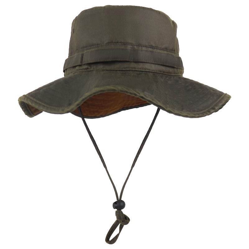 Phaiy Men Wide Brim Bucket Hat UV Protection UPF 50+ Waterproof Boonie Safari Sun Rain Hat Cap for Fishing, Hiking Camel - Image 1
